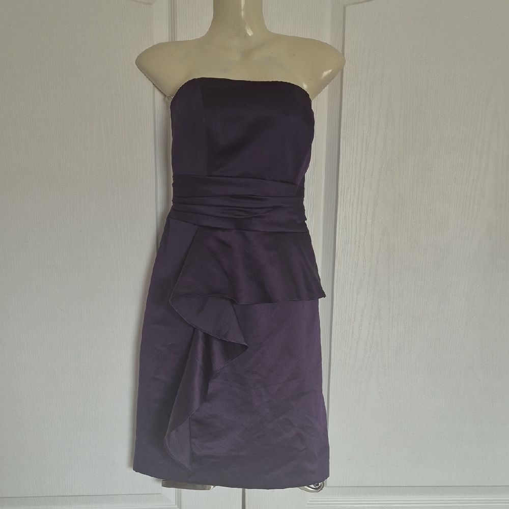 David's Bridal Strapless Purple Dress